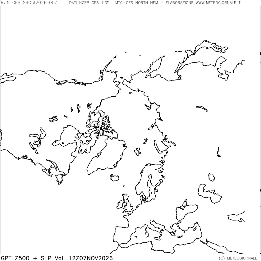 mappa Geopotenziali a 500 hPa + Pressione sul livello del mare