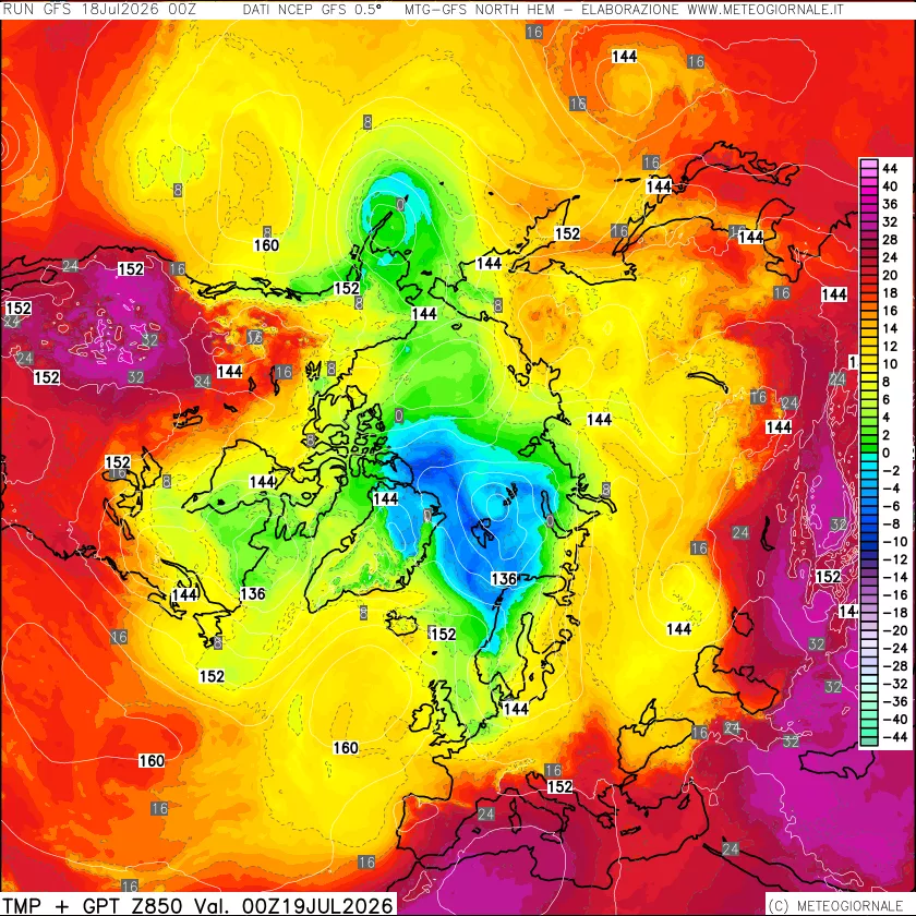 mappa Temperatura e Geopotenziale a 850 hPa