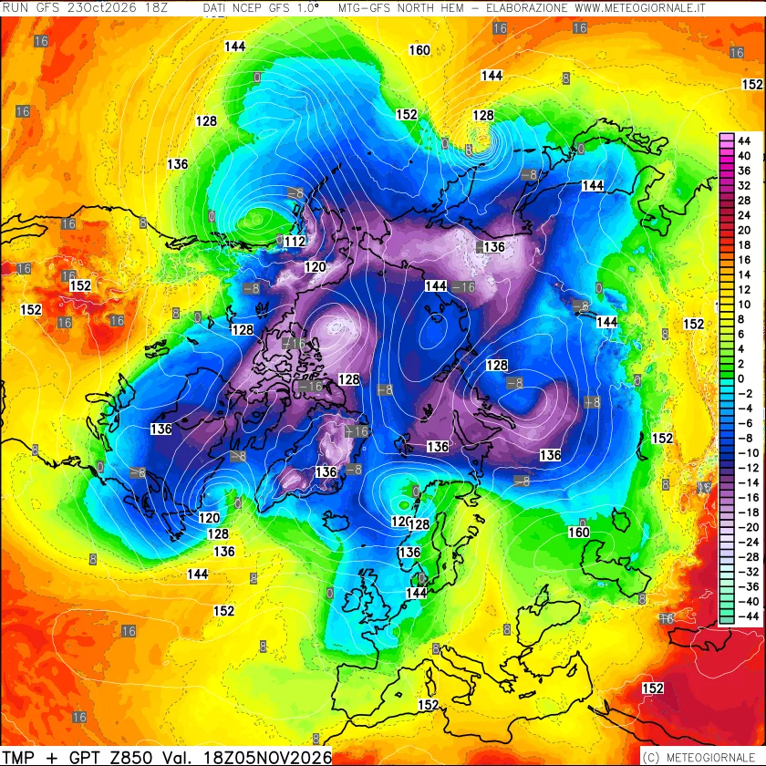 mappa Temperatura e Geopotenziale a 850 hPa