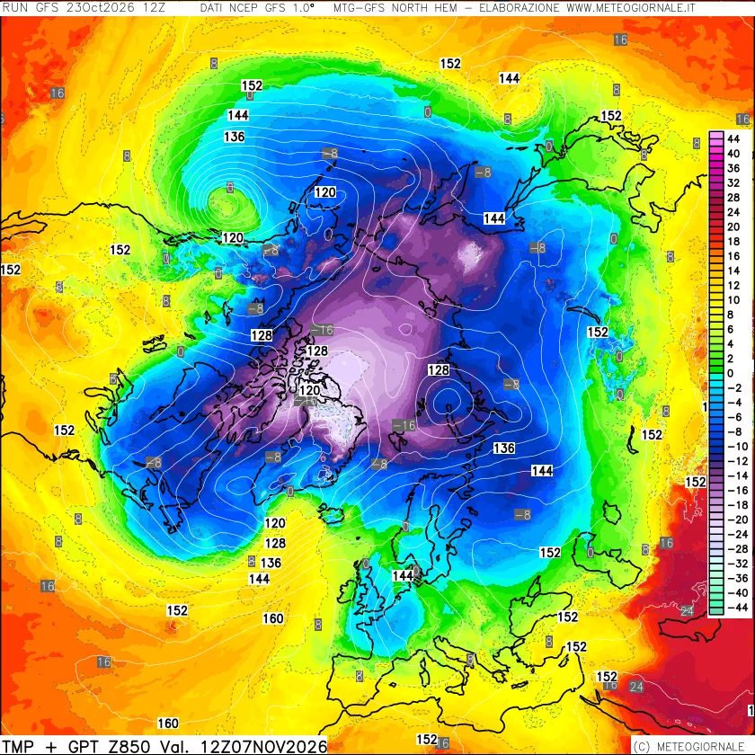 mappa Temperatura e Geopotenziale a 850 hPa