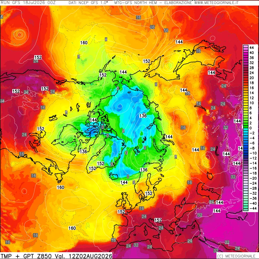 mappa Temperatura e Geopotenziale a 850 hPa