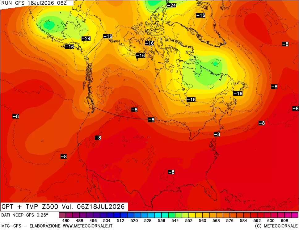 mappa 500 hPa GPT + Temp