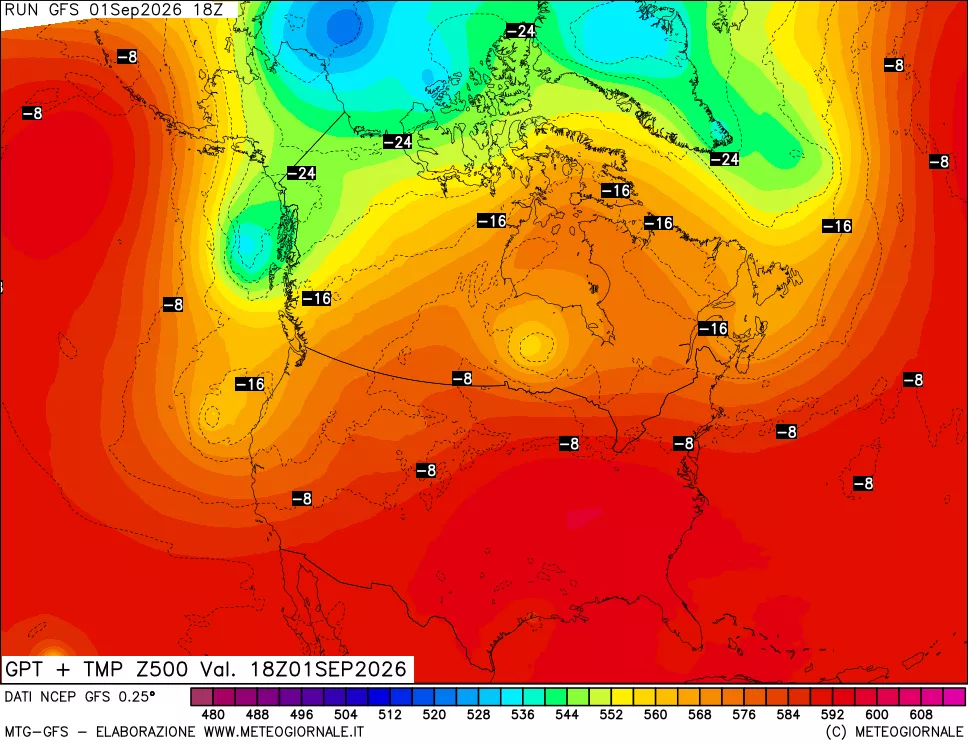 mappa 500 hPa GPT + Temp