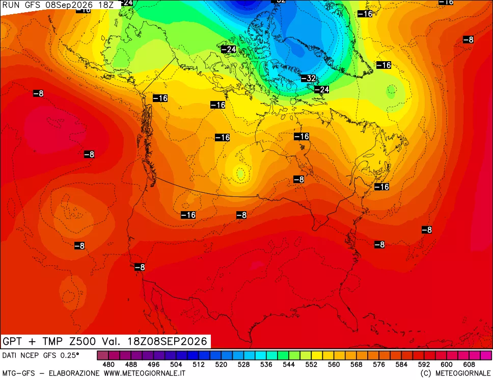 mappa 500 hPa GPT + Temp