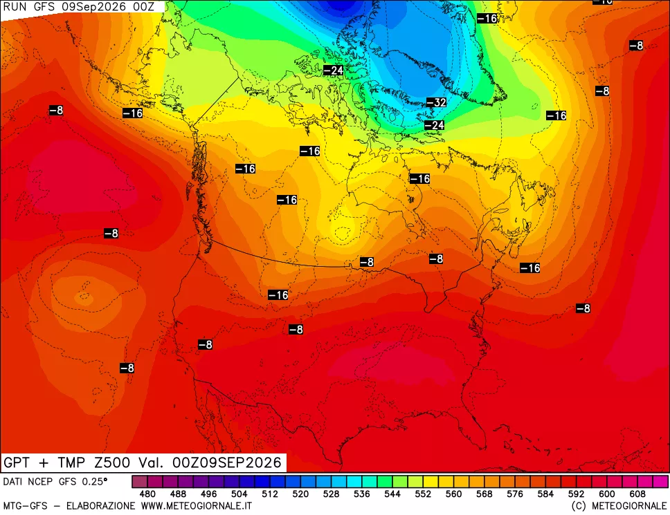 mappa 500 hPa GPT + Temp