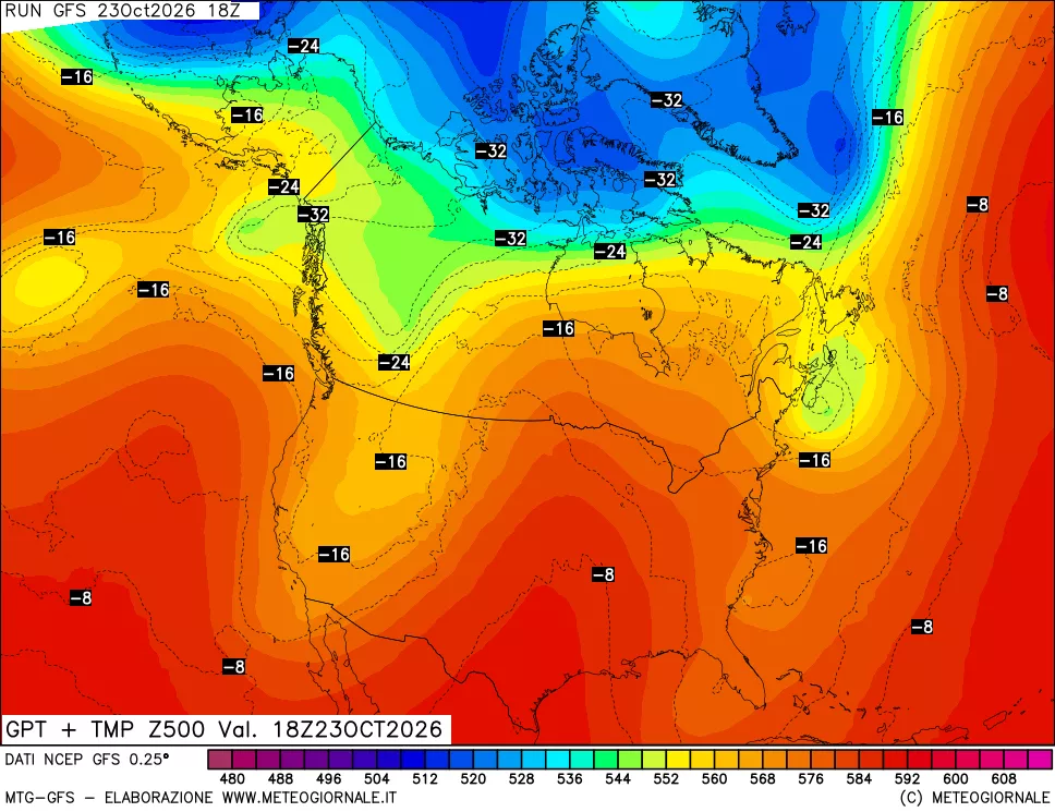 mappa 500 hPa GPT + Temp