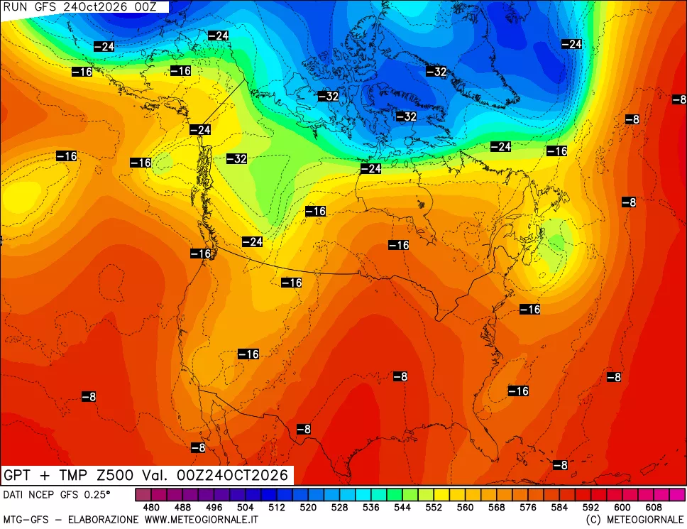 mappa 500 hPa GPT + Temp