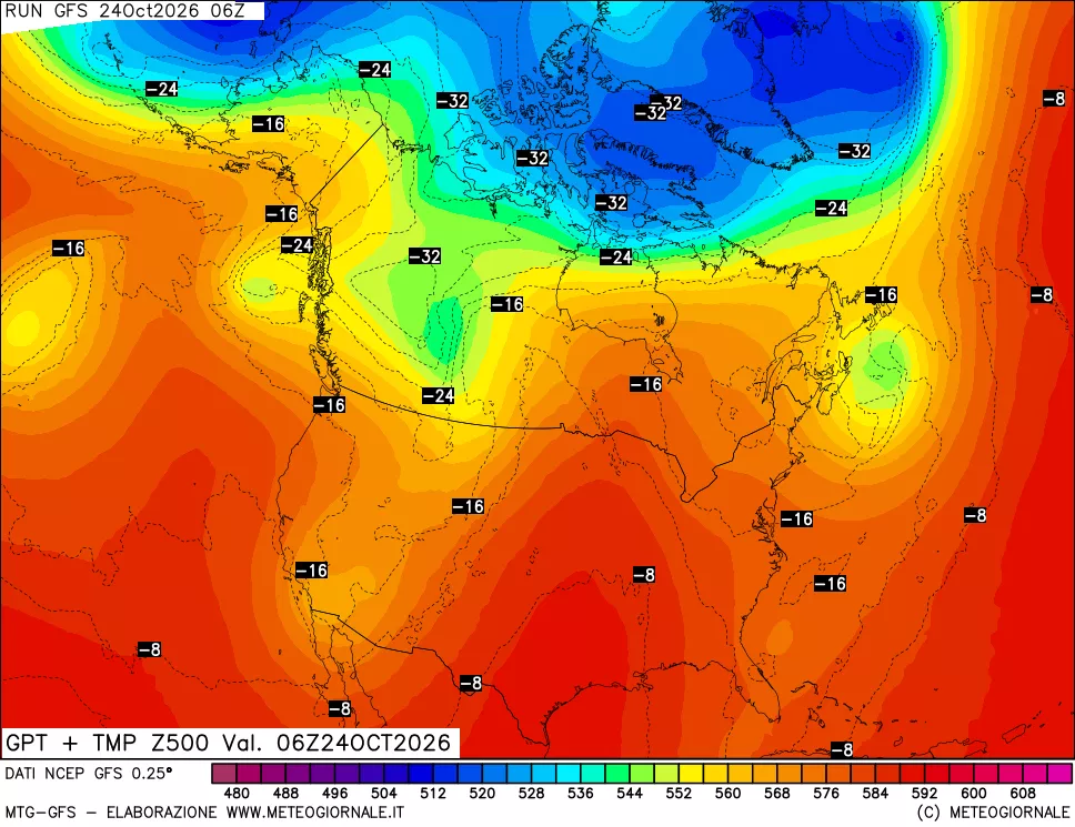 mappa 500 hPa GPT + Temp