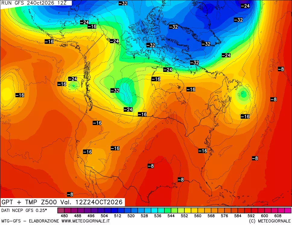 mappa 500 hPa GPT + Temp