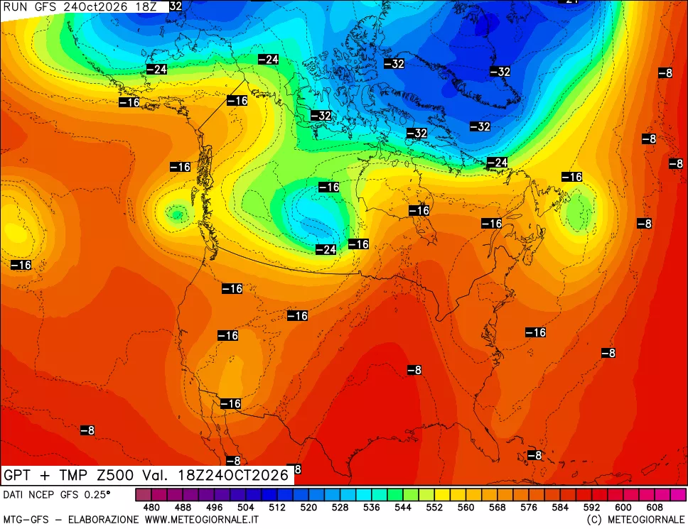 mappa 500 hPa GPT + Temp