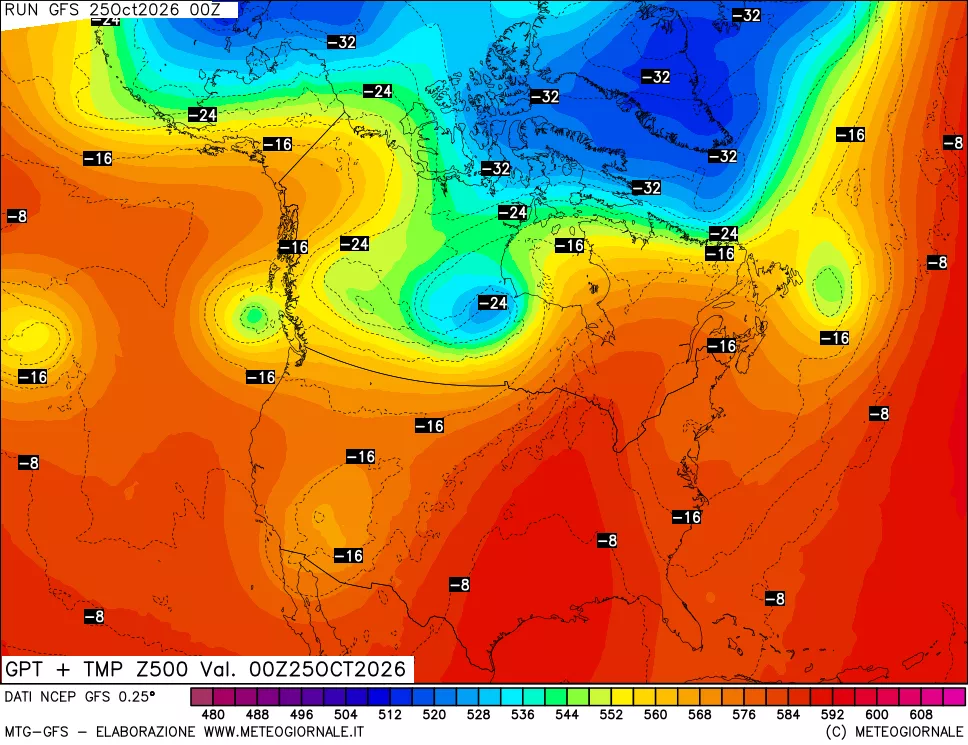 mappa 500 hPa GPT + Temp