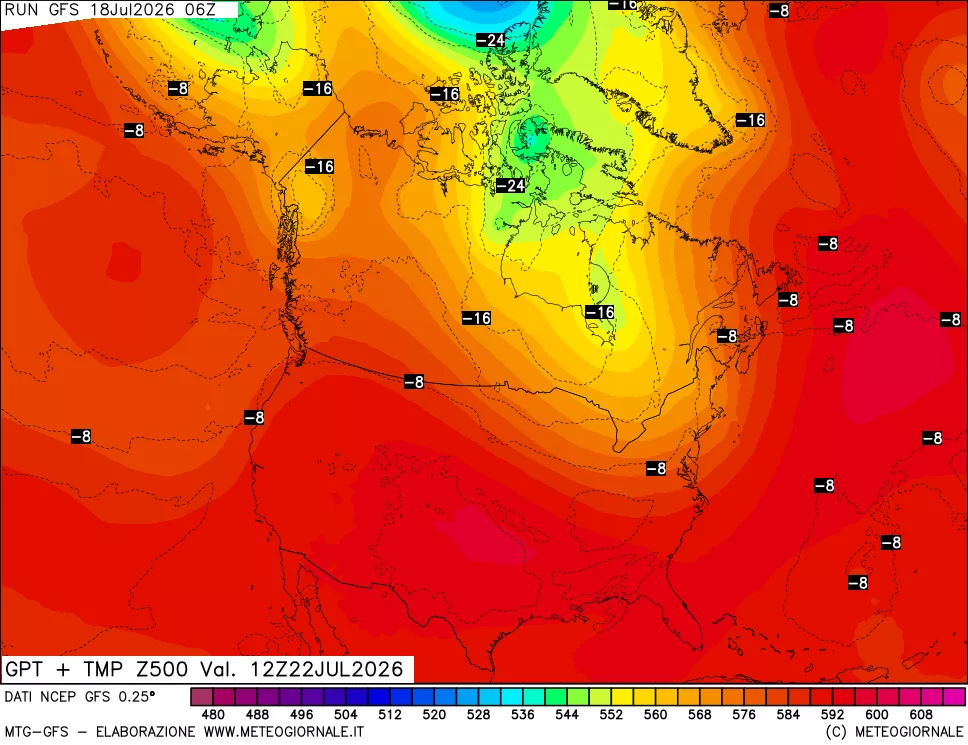 mappa 500 hPa GPT + Temp