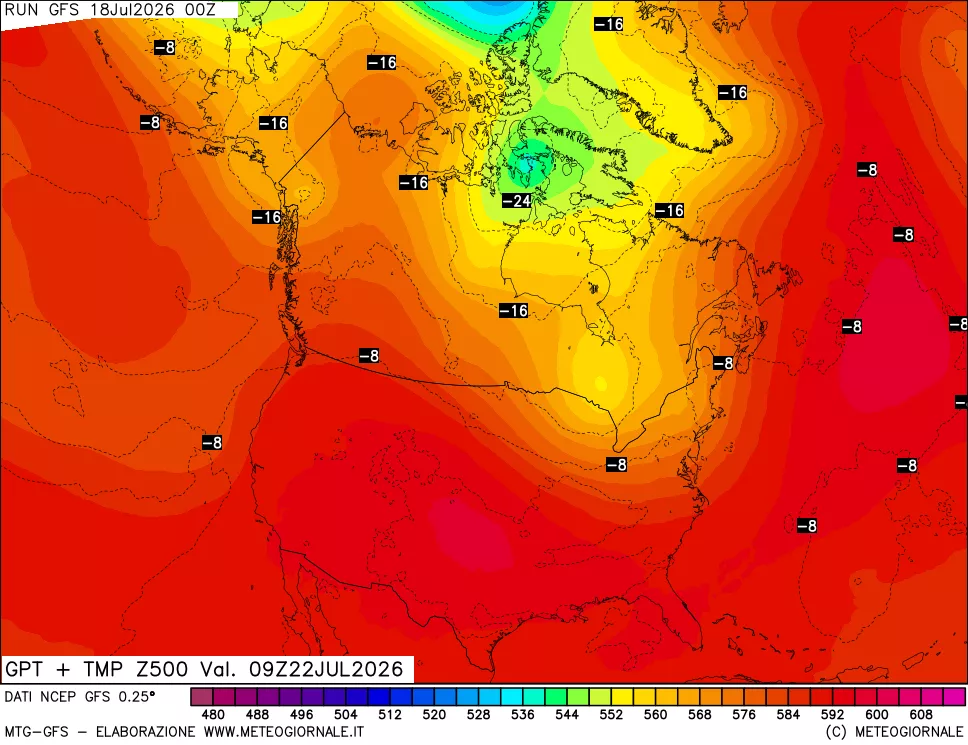 mappa 500 hPa GPT + Temp