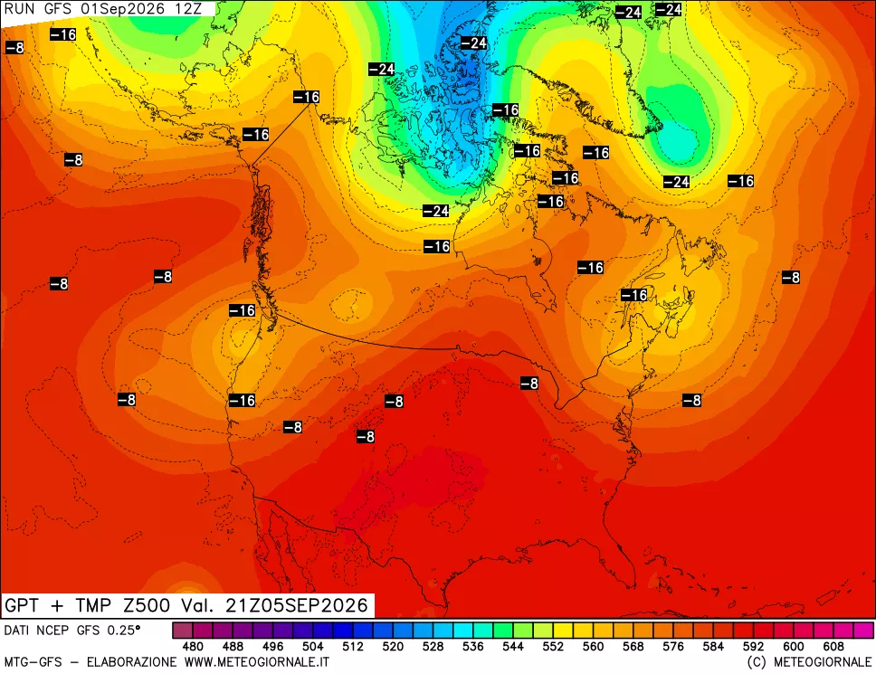 mappa 500 hPa GPT + Temp