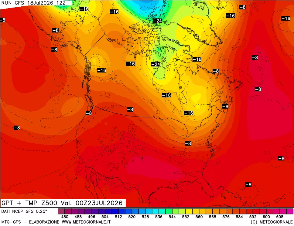 mappa 500 hPa GPT + Temp
