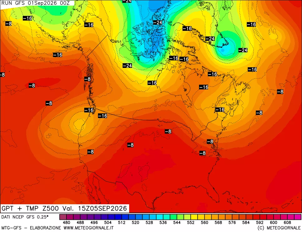 mappa 500 hPa GPT + Temp