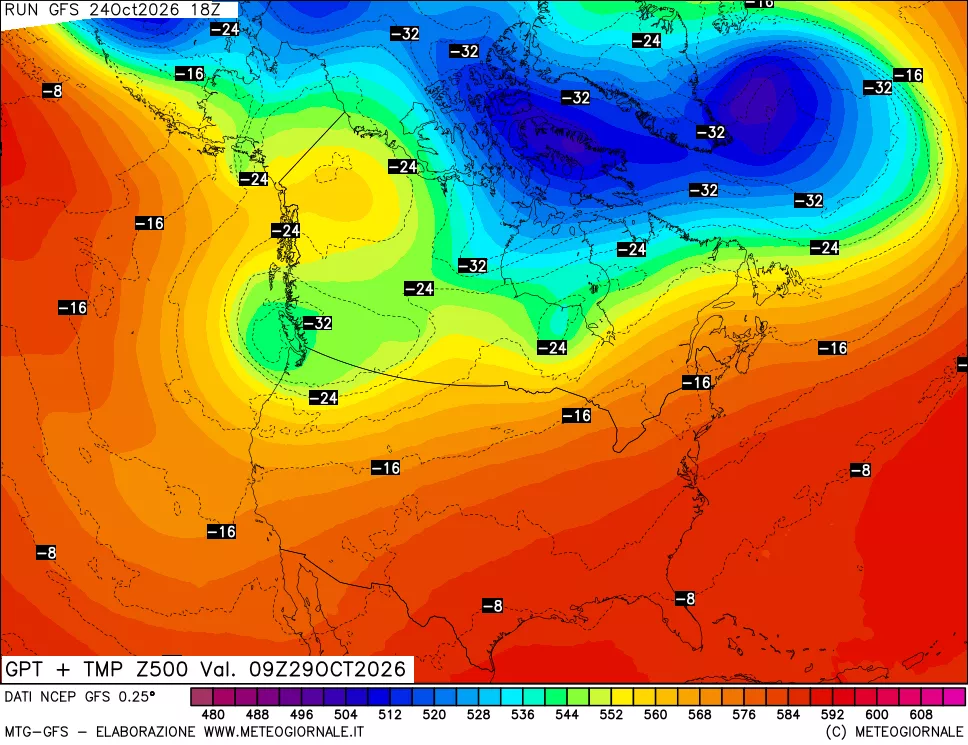 mappa 500 hPa GPT + Temp