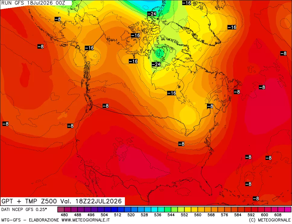 mappa 500 hPa GPT + Temp