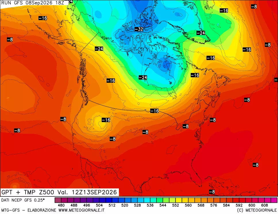 mappa 500 hPa GPT + Temp