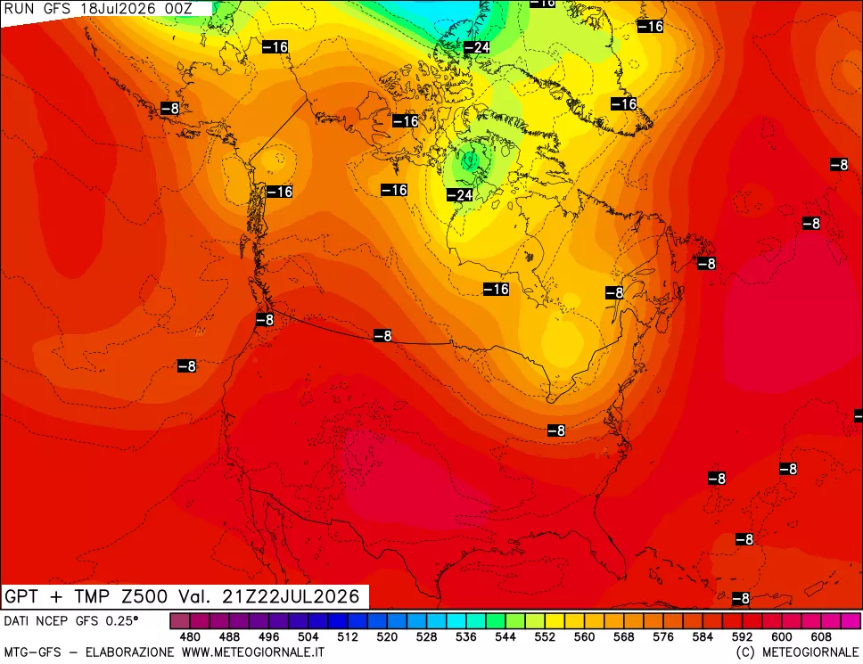 mappa 500 hPa GPT + Temp