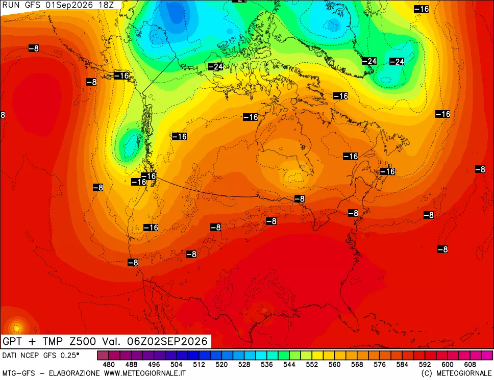 mappa 500 hPa GPT + Temp
