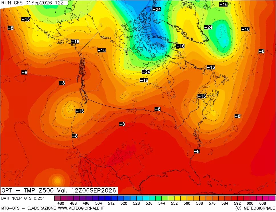 mappa 500 hPa GPT + Temp