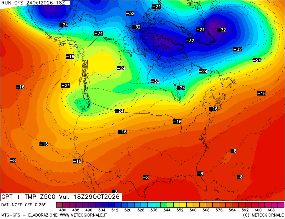 mappa 500 hPa GPT + Temp