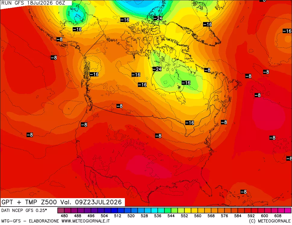 mappa 500 hPa GPT + Temp