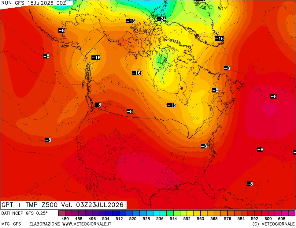 mappa 500 hPa GPT + Temp