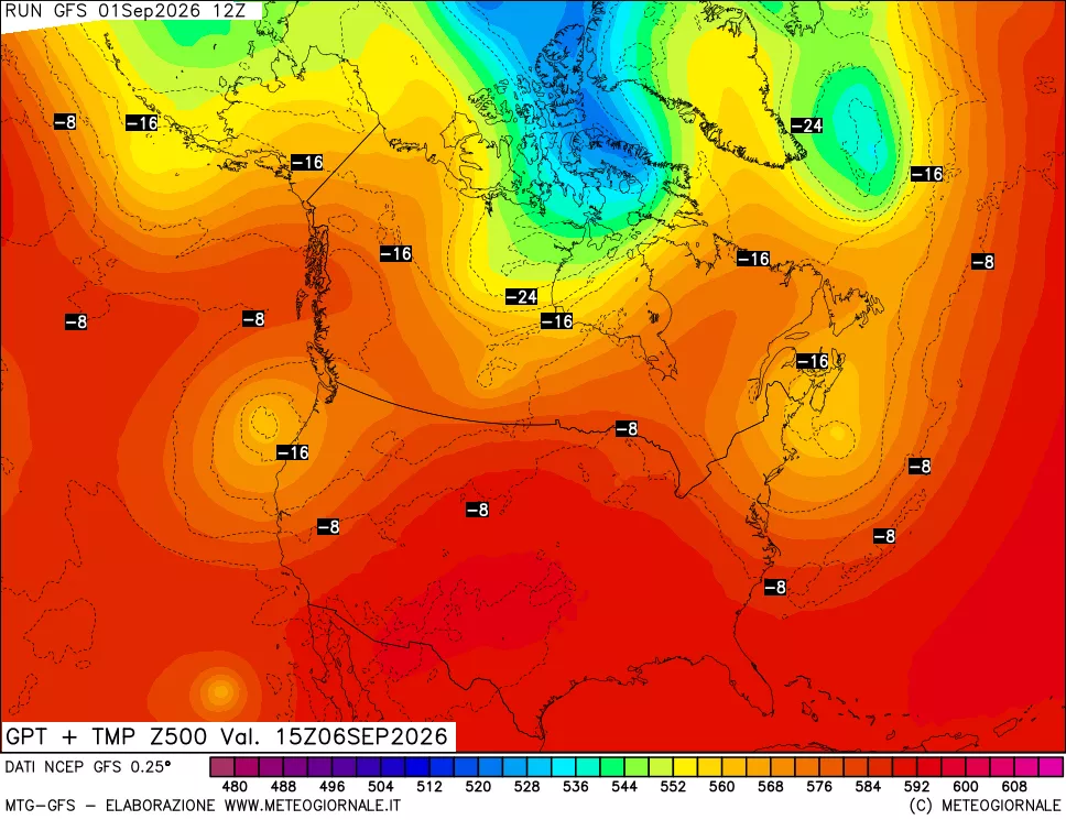 mappa 500 hPa GPT + Temp