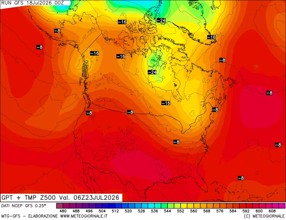mappa 500 hPa GPT + Temp