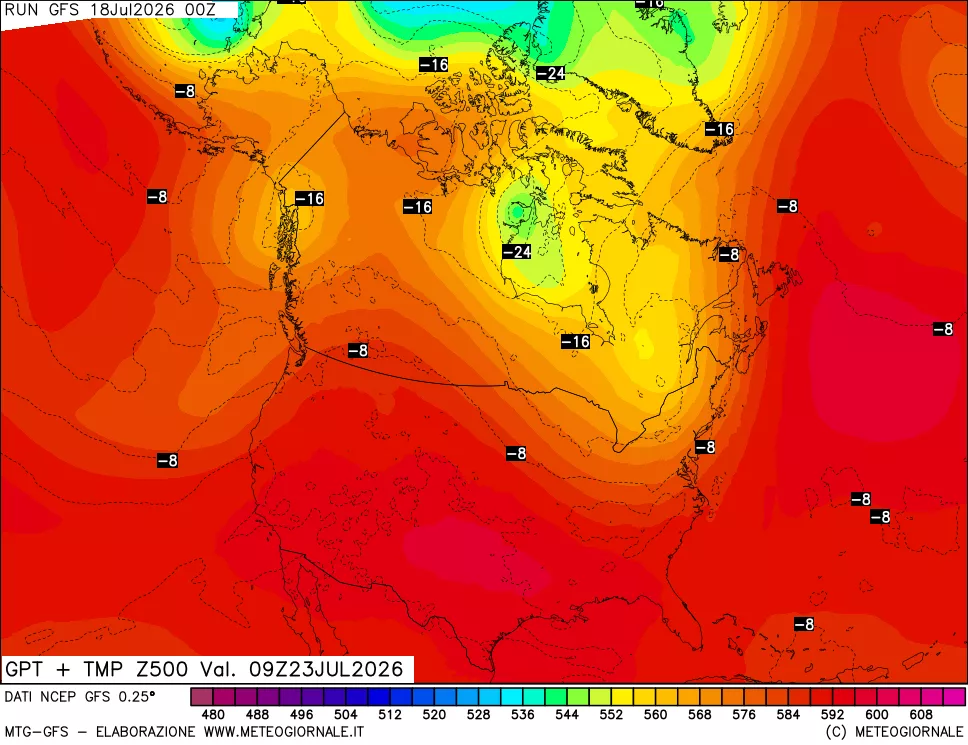mappa 500 hPa GPT + Temp