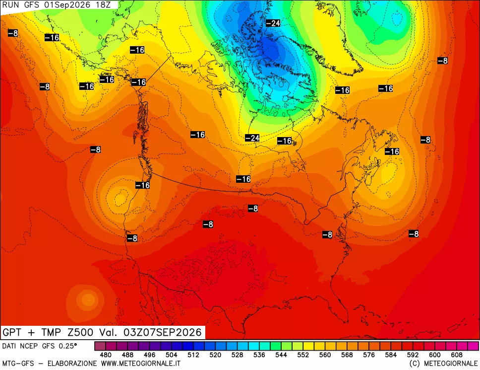 mappa 500 hPa GPT + Temp