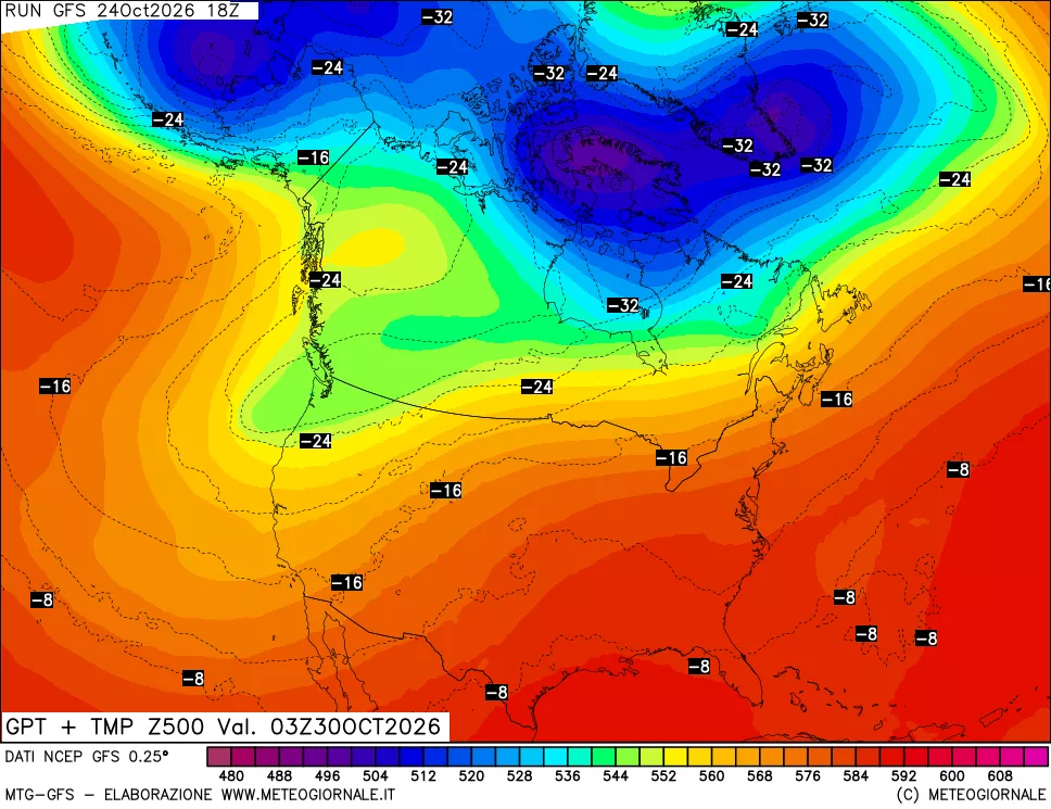 mappa 500 hPa GPT + Temp