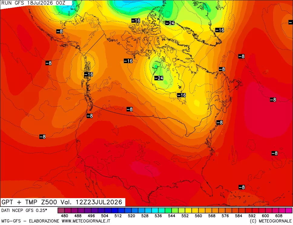 mappa 500 hPa GPT + Temp
