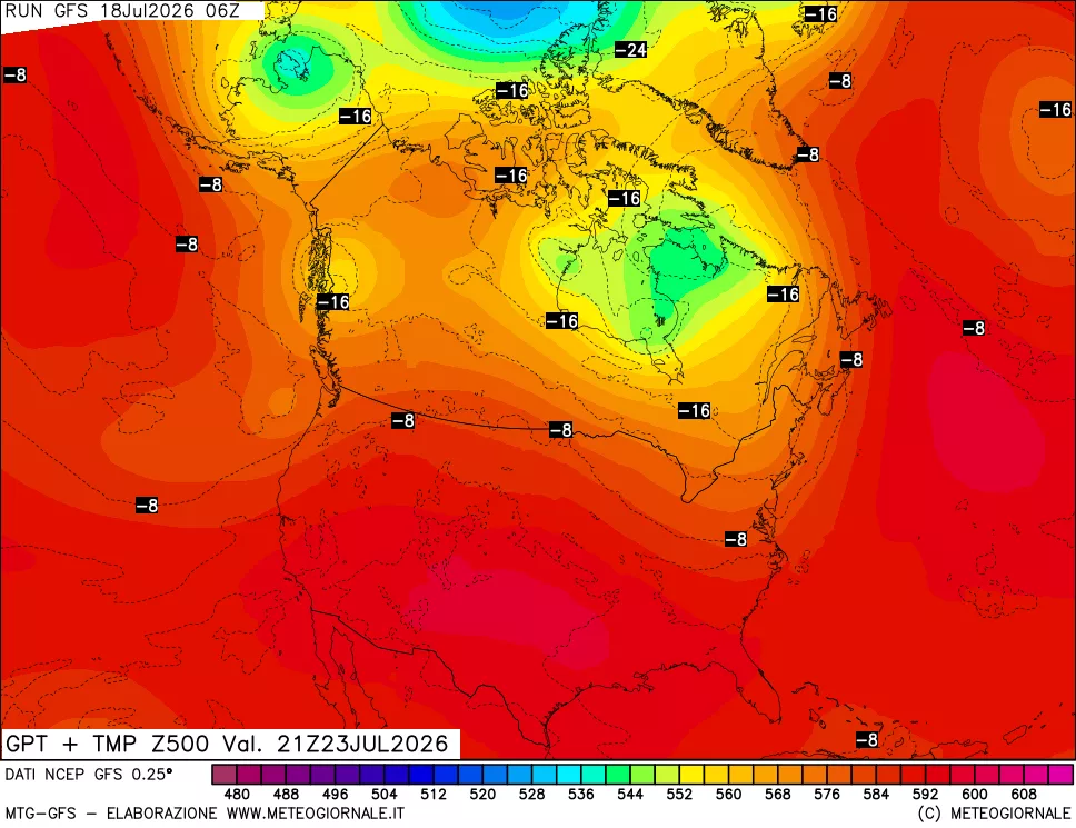 mappa 500 hPa GPT + Temp