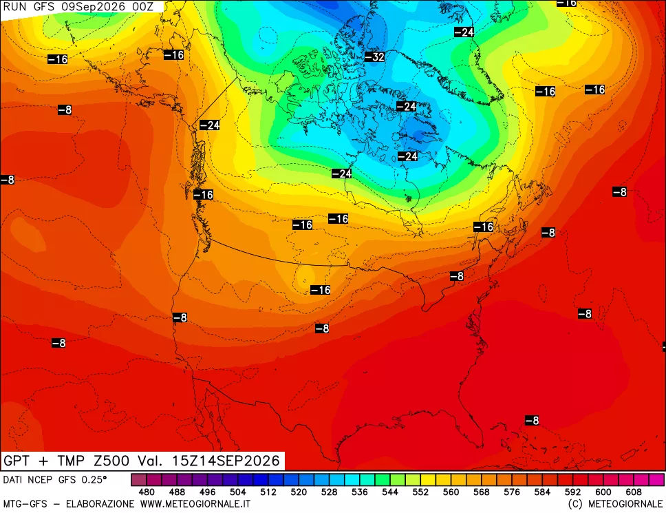mappa 500 hPa GPT + Temp
