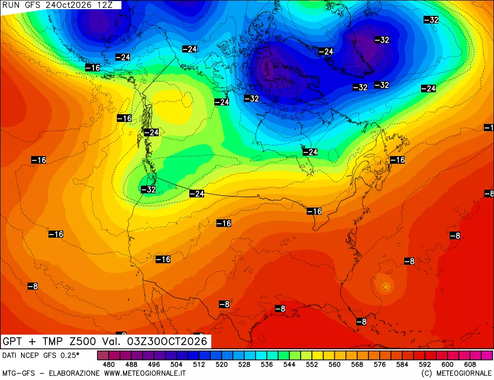 mappa 500 hPa GPT + Temp