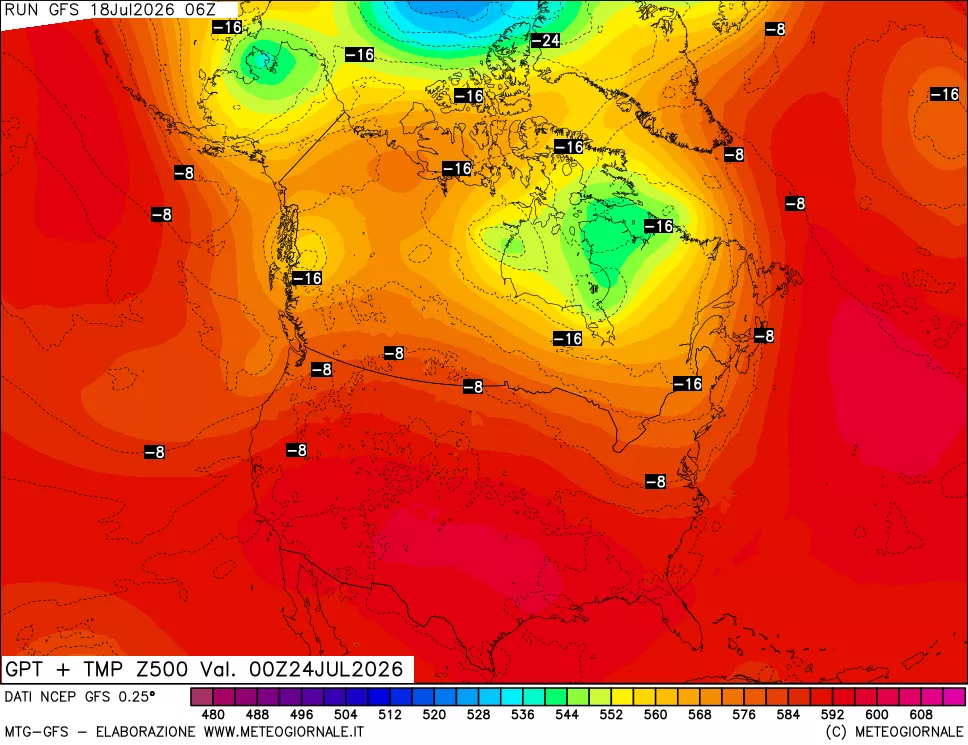 mappa 500 hPa GPT + Temp