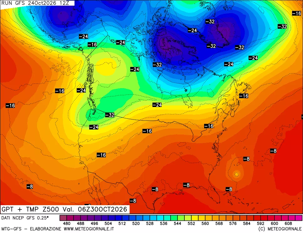 mappa 500 hPa GPT + Temp