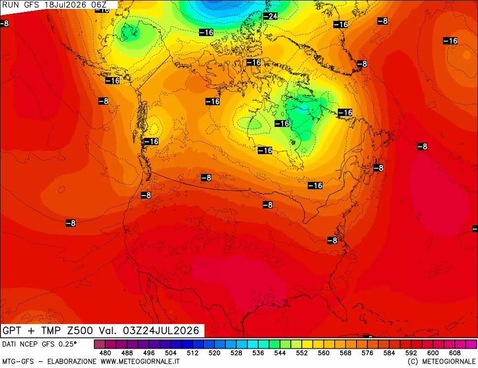 mappa 500 hPa GPT + Temp