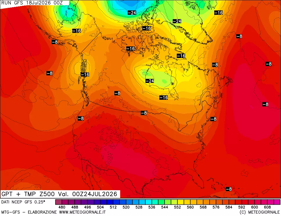 mappa 500 hPa GPT + Temp