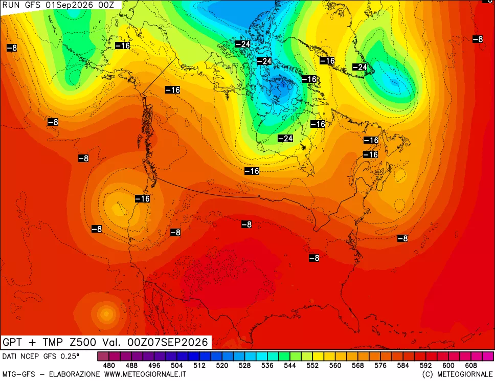 mappa 500 hPa GPT + Temp