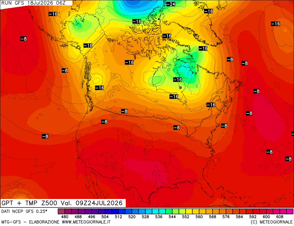 mappa 500 hPa GPT + Temp