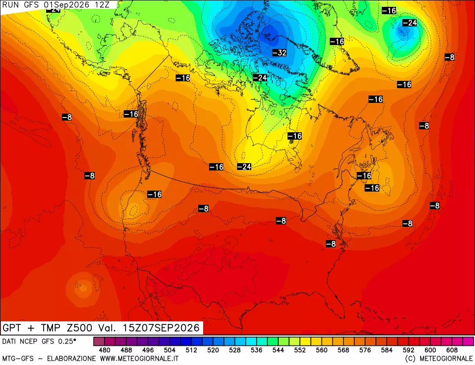 mappa 500 hPa GPT + Temp