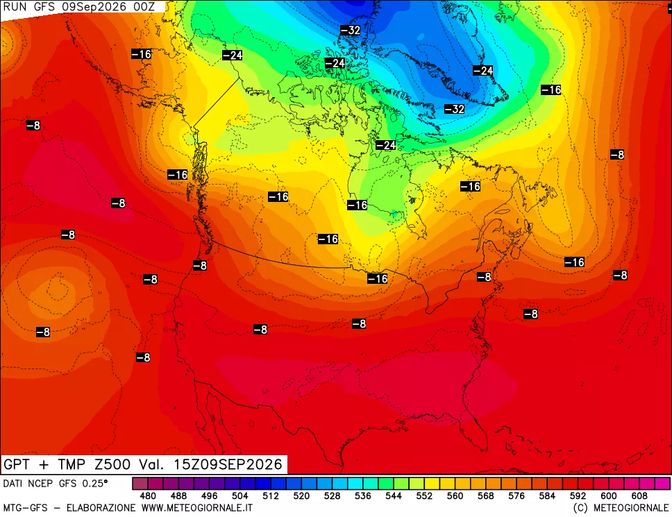 mappa 500 hPa GPT + Temp
