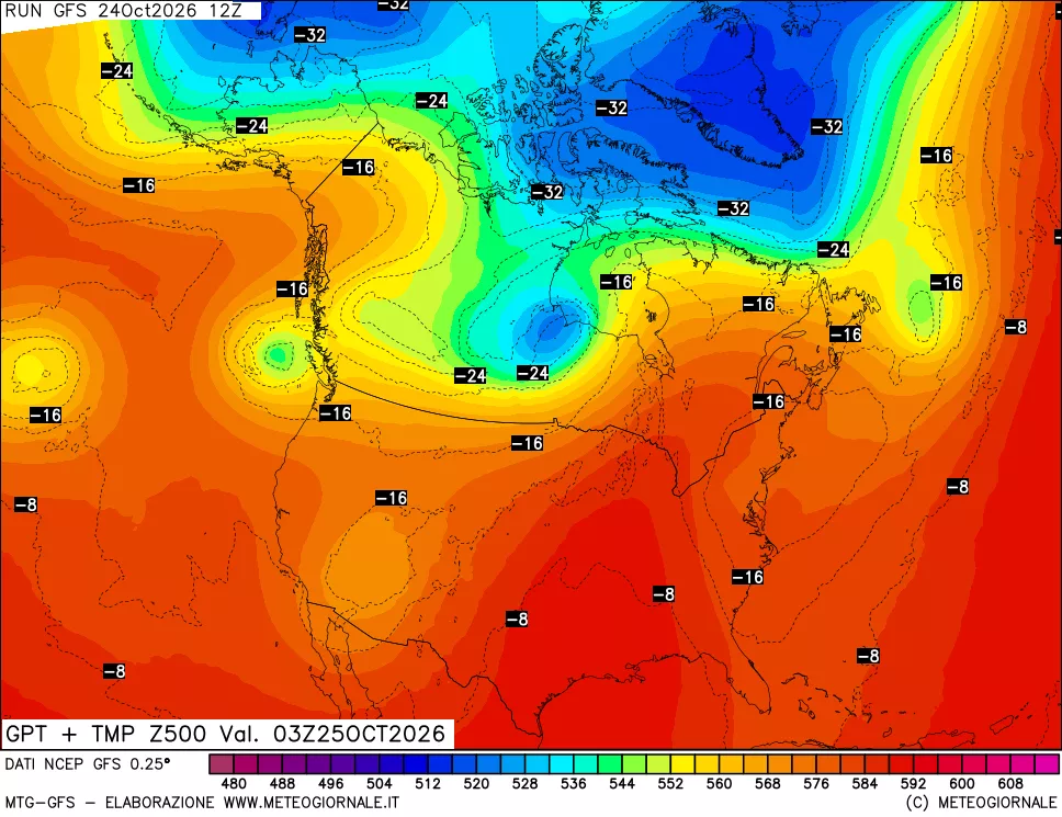 mappa 500 hPa GPT + Temp