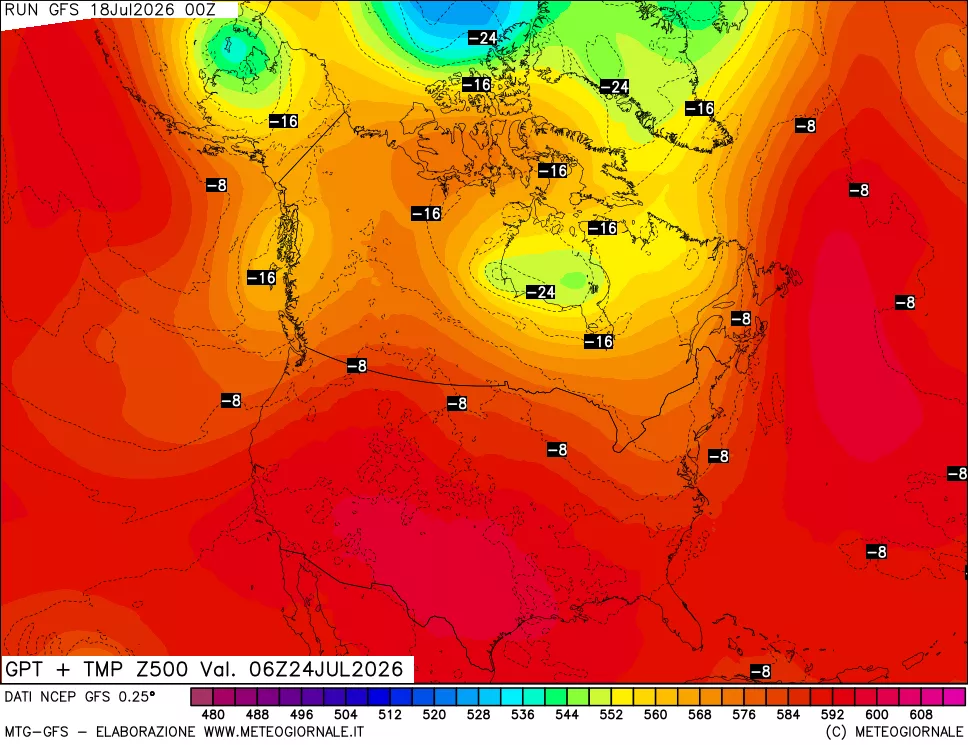 mappa 500 hPa GPT + Temp