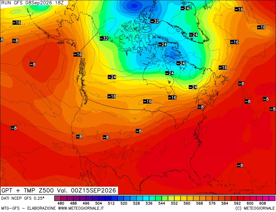 mappa 500 hPa GPT + Temp