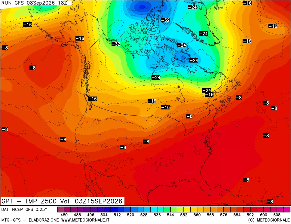 mappa 500 hPa GPT + Temp